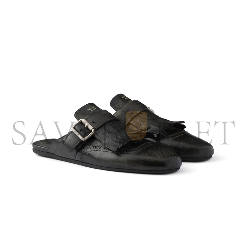Pra*a shuffle fringed leather mules 1s973n